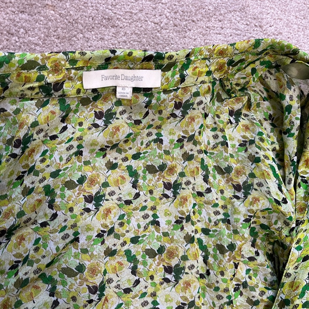 Favorite Daughter The Lover Chiffon Boho Crop Wrap Top XS Green Anthropology - Picture 4 of 10
